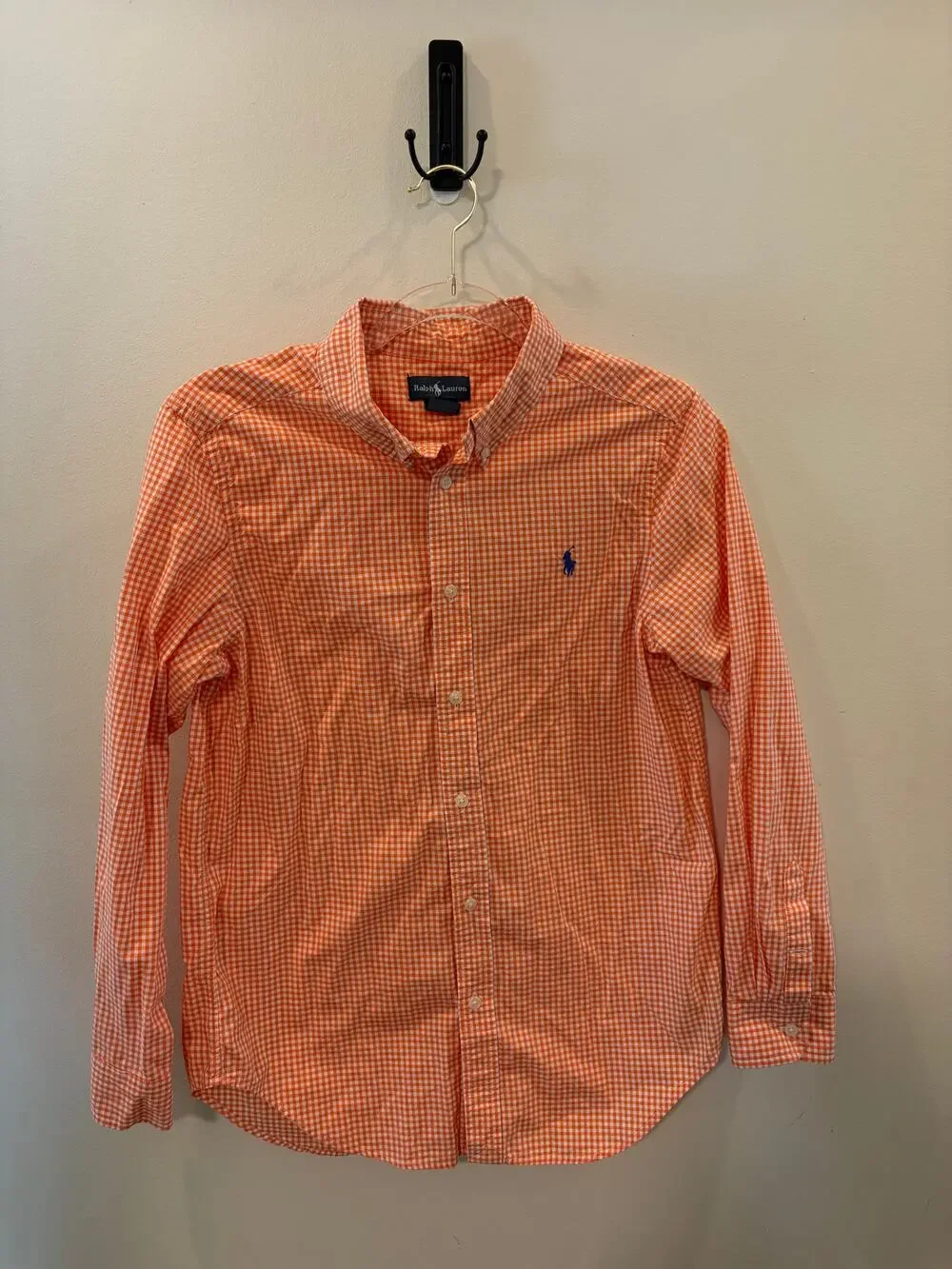 Ralph Lauren Orange Boys Button-Down Shirt, Size 14-16, EUC